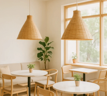 B&B Malesian Cane Handcrafted Woven Cone Pendant Light (Pack of 2)