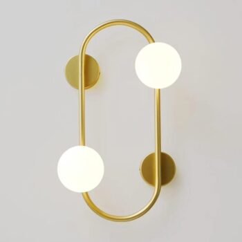 2 Light Owal Wall Lamp Chandelier Ceiling Lamp Globe Wallchiere Wall Lamp Golden Metal Bracket with E27 Socket Globe Wall Lamp
