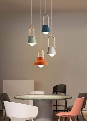 Hanging Swag Lamp no Wiring Needed Portable Rubber Wood Pendant Light