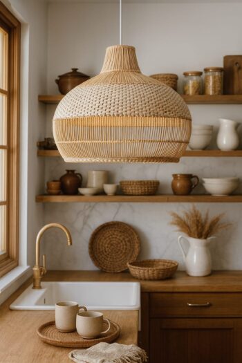 Bamboo Hanging Light for Hallway | Rattan Pendant Lamp