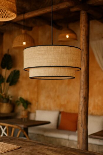 Jute Hanging Light for Living Room | Natural Pendant Lamp