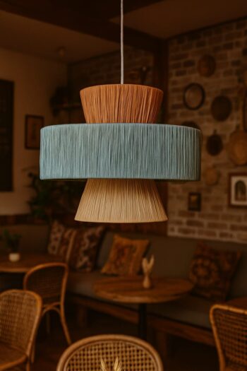 Bamboo Hanging Light for Living Room | Cane Pendant Lamp