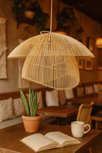 Bamboo Hanging Light for Staircase | Rattan Pendant Lamp