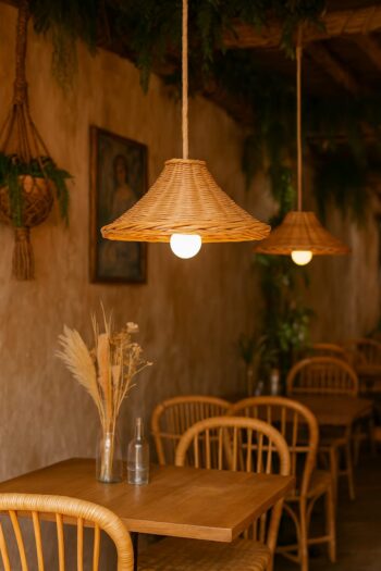 Bamboo Hanging Light for Living Room | Rattan Pendant Lamp
