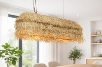 Rattan Chandelier for Dining Room | Cane Hanging Ligh